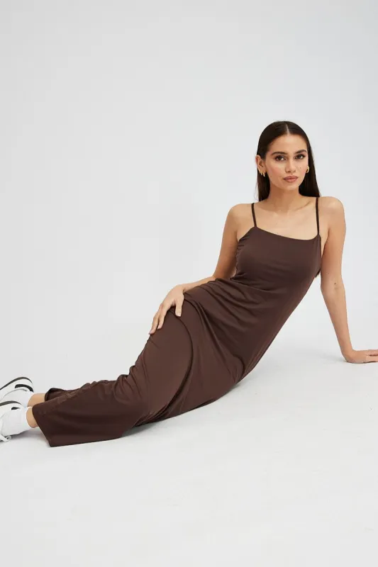 Brown Supersoft Maxi Dress Sleeveless sold by Ally Fashion