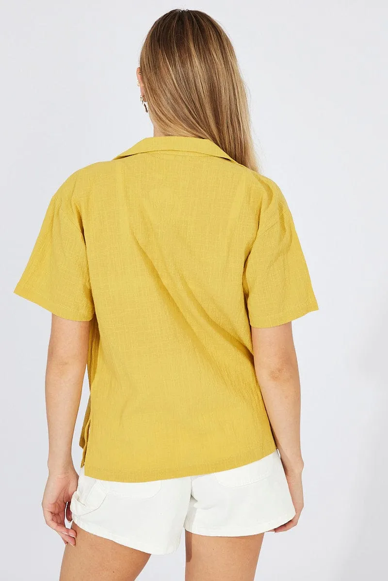 Yellow Shirt Short Sleeve Collared Neck sold by Ally Fashion product image thumbnail 5