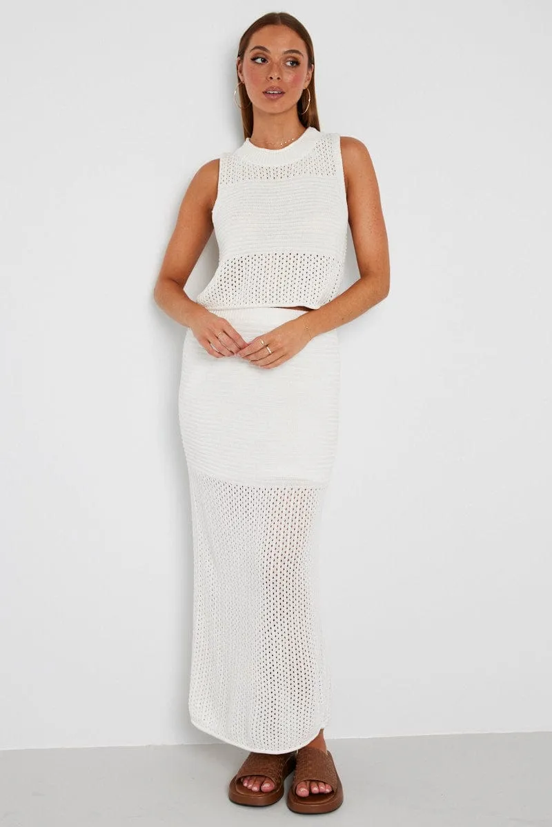 White Crochet Knit Tank Top sold by Ally Fashion product image thumbnail 2