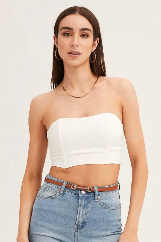 Beige Buckle Skinny Belt sold by Ally Fashion