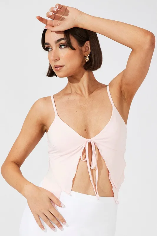 Pink Tie Top Singlet sold by Ally Fashion
