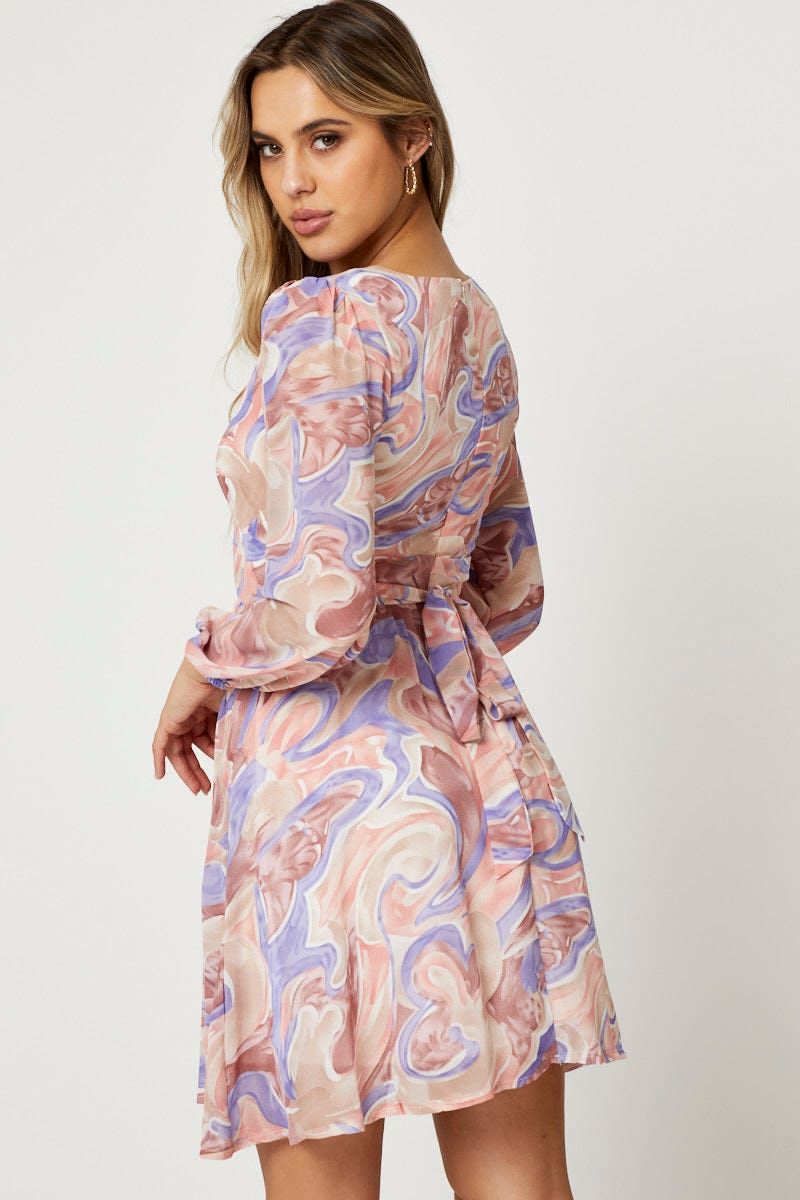 Print Mini Dress Long Sleeve sold by Ally Fashion product image thumbnail 4