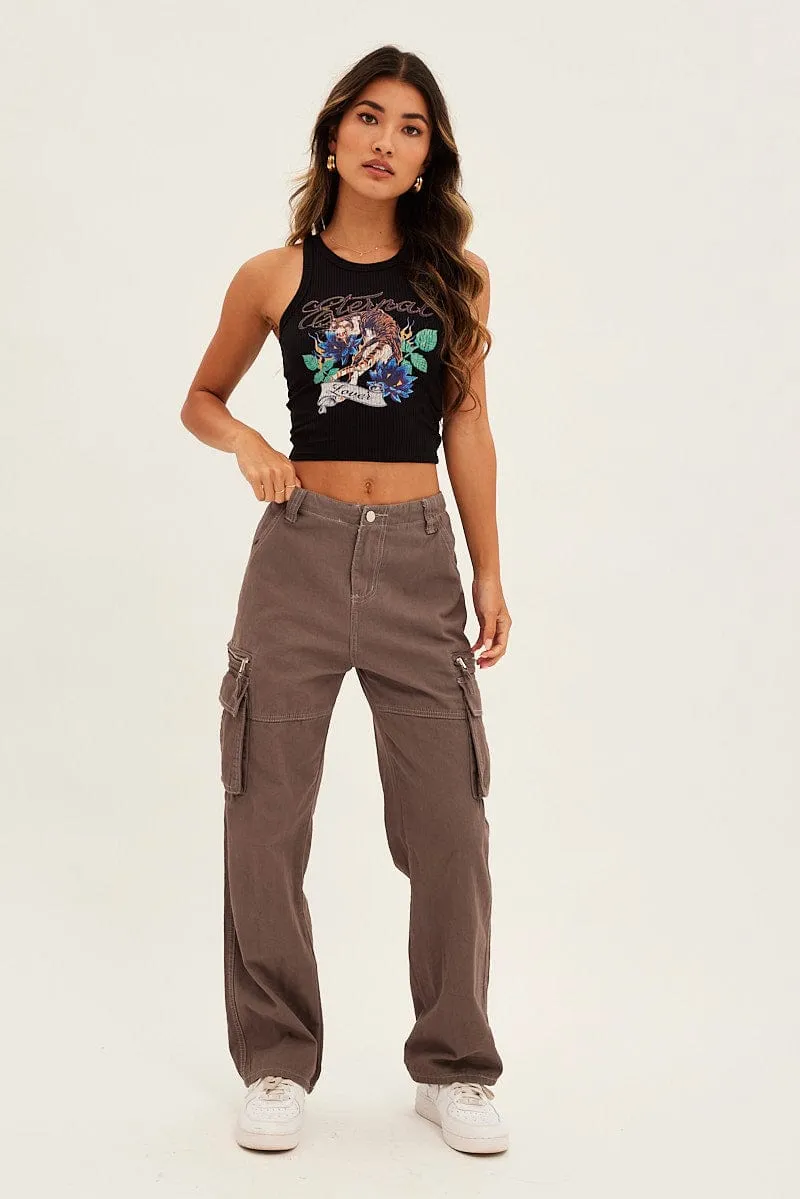 Black Tank Top Round Neck Digital Print sold by Ally Fashion product image thumbnail 2