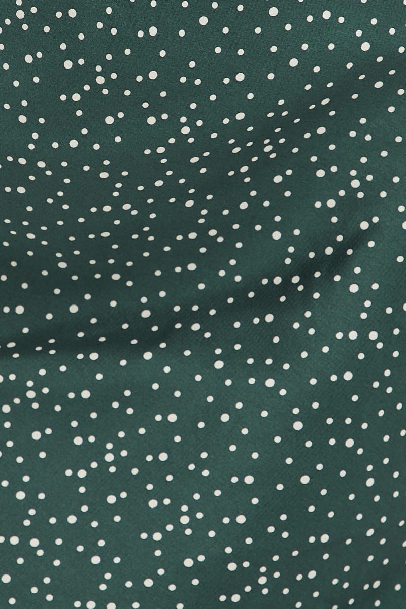 Green Polka Dot Slip Skirt Midi High Rise Satin sold by Ally Fashion product image thumbnail 6