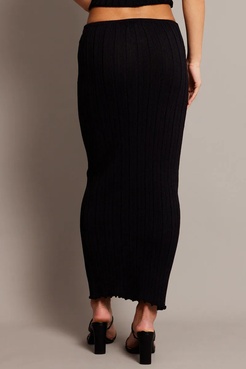 Black Knit Skirt Midi High Rise Relaxed Fit sold by Ally Fashion product image thumbnail 5