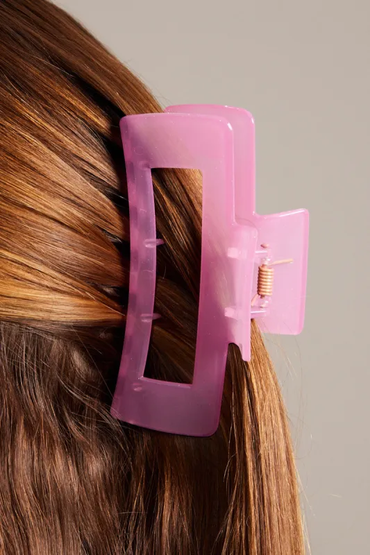 Pink Large Rectangle Claw Clip sold by Ally Fashion