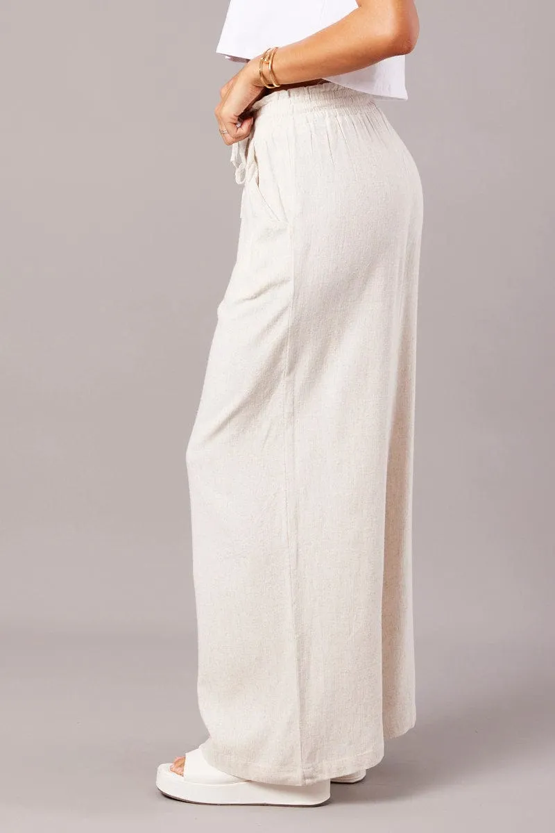 Beige Wide Leg Pants High Rise sold by Ally Fashion product image thumbnail 4