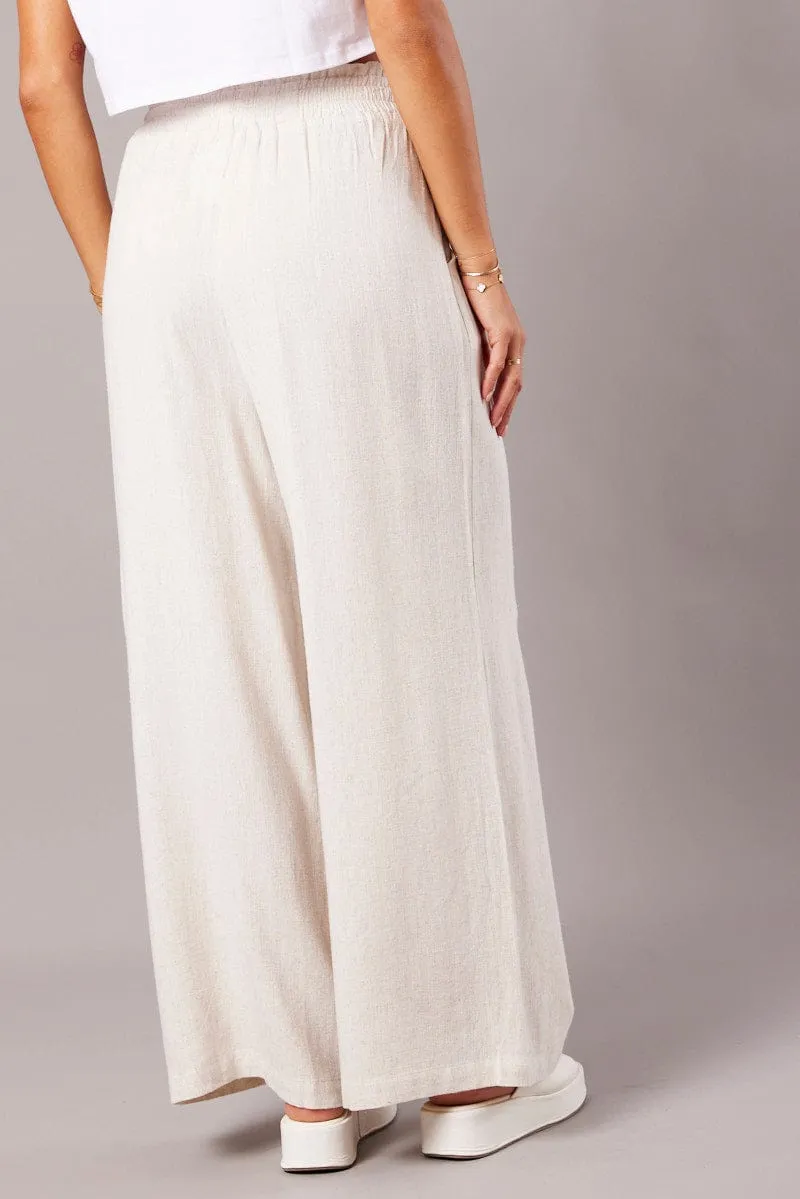 Beige Wide Leg Pants High Rise sold by Ally Fashion product image thumbnail 5