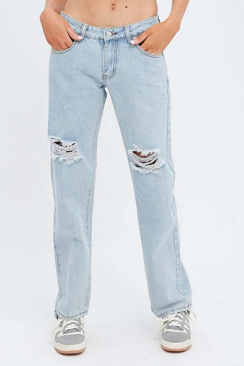Denim Straight Jeans Low Rise sold by Ally Fashion