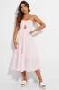Pink Midi Dress Sleeveless Ruched Tiered sold by Ally Fashion