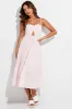 Pink Midi Dress Sleeveless Ruched Tiered sold by Ally Fashion