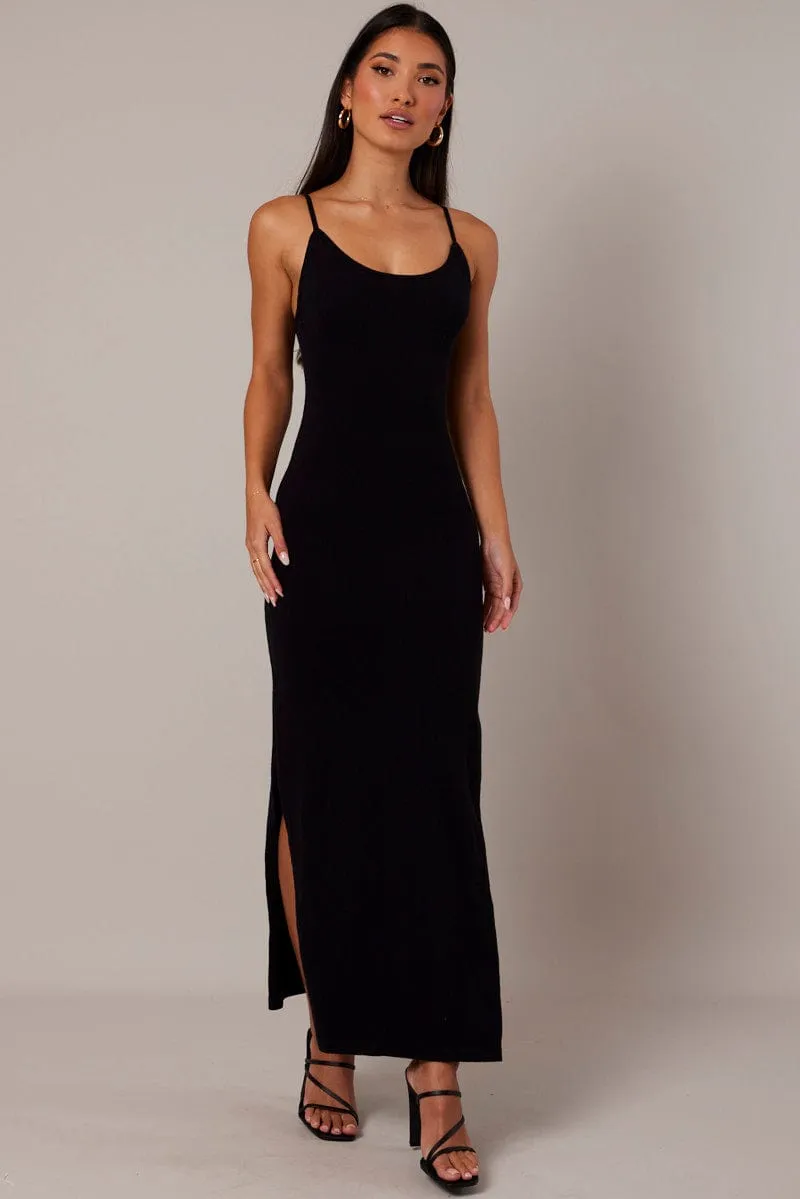 Black Knit Dress Sleeveless Maxi sold by Ally Fashion product image thumbnail 3