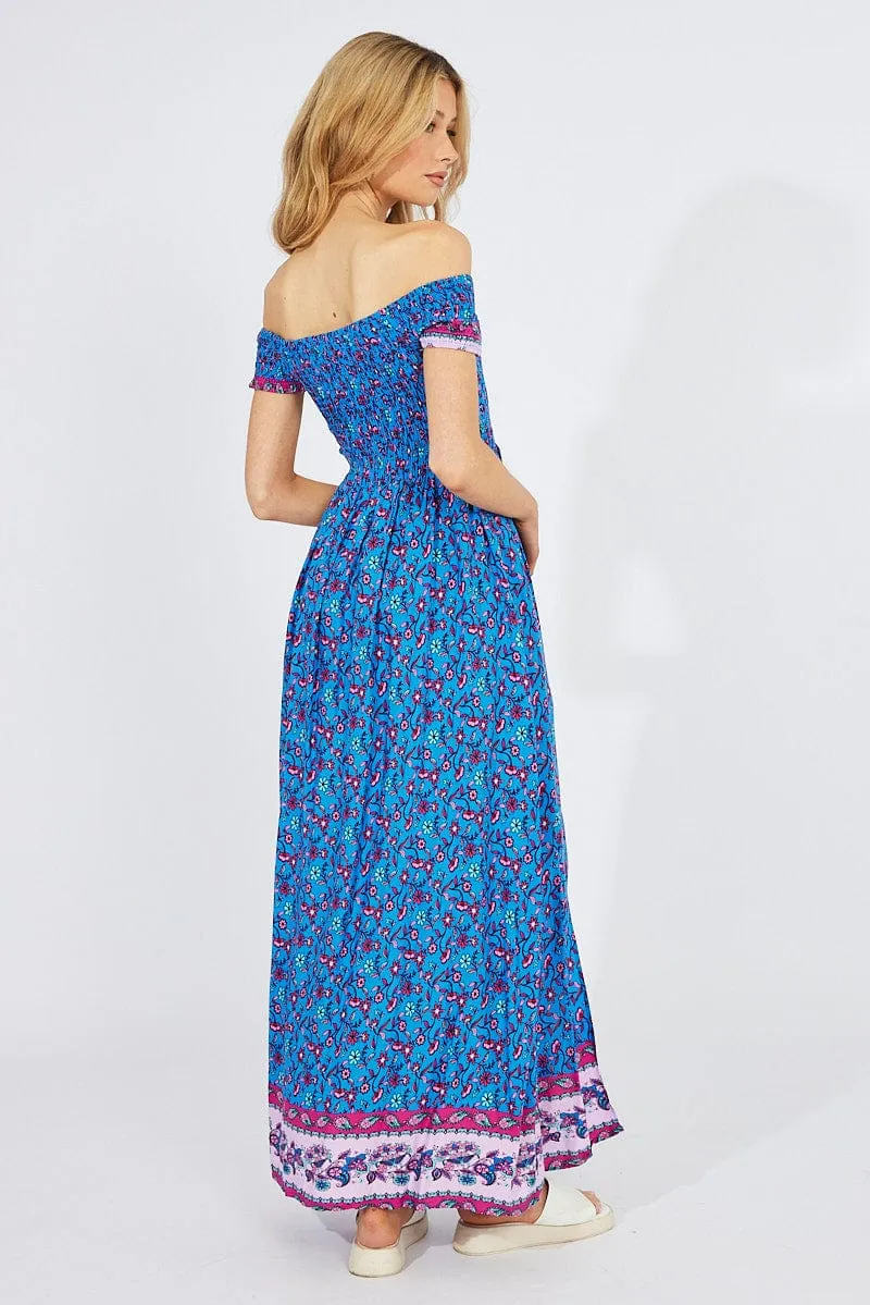Blue Boho Maxi Dress Off Shoulder sold by Ally Fashion product image thumbnail 5
