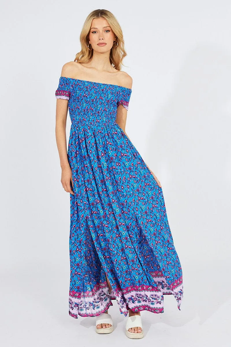 Blue Boho Maxi Dress Off Shoulder sold by Ally Fashion product image thumbnail 2