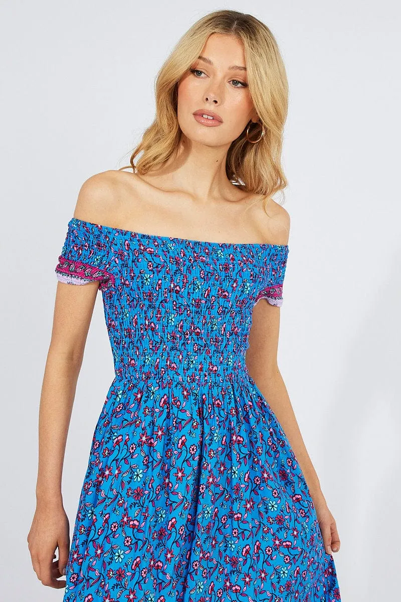 Blue Boho Maxi Dress Off Shoulder sold by Ally Fashion product image thumbnail 3