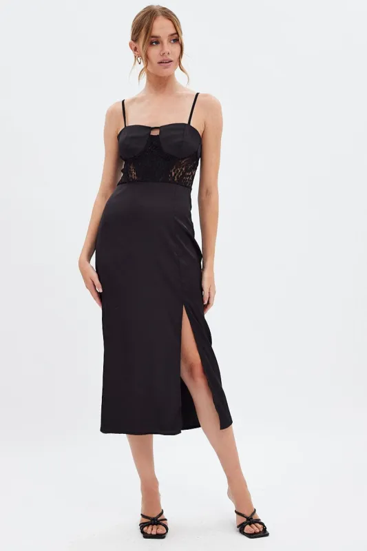 Black Sweetheart Satin Dress sold by Ally Fashion