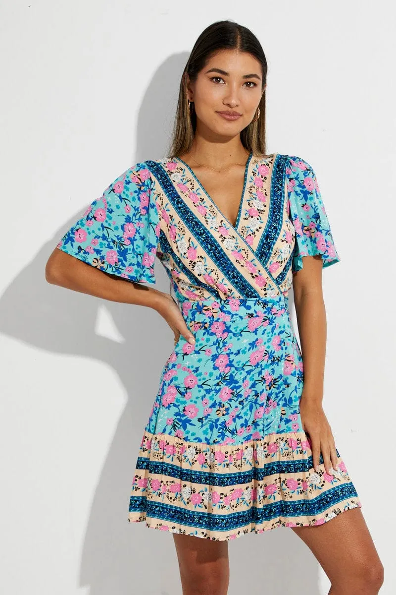 Green Boho Boho Wrap Mini Dress sold by Ally Fashion product image thumbnail 3