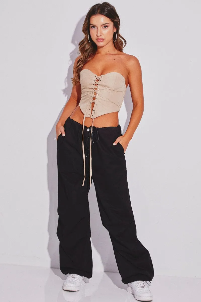 Beige Lace Up Corset Top sold by Ally Fashion product image thumbnail 2