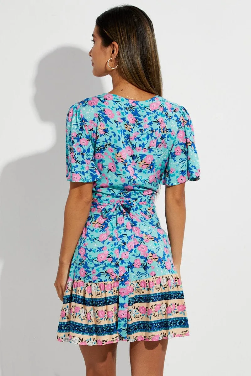 Green Boho Boho Wrap Mini Dress sold by Ally Fashion product image thumbnail 5