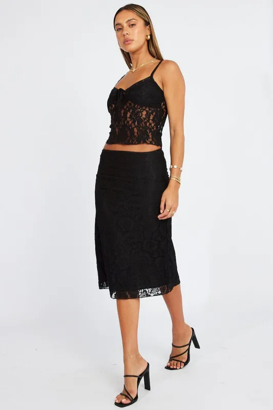 Black Lace Skirt High Rise sold by Ally Fashion