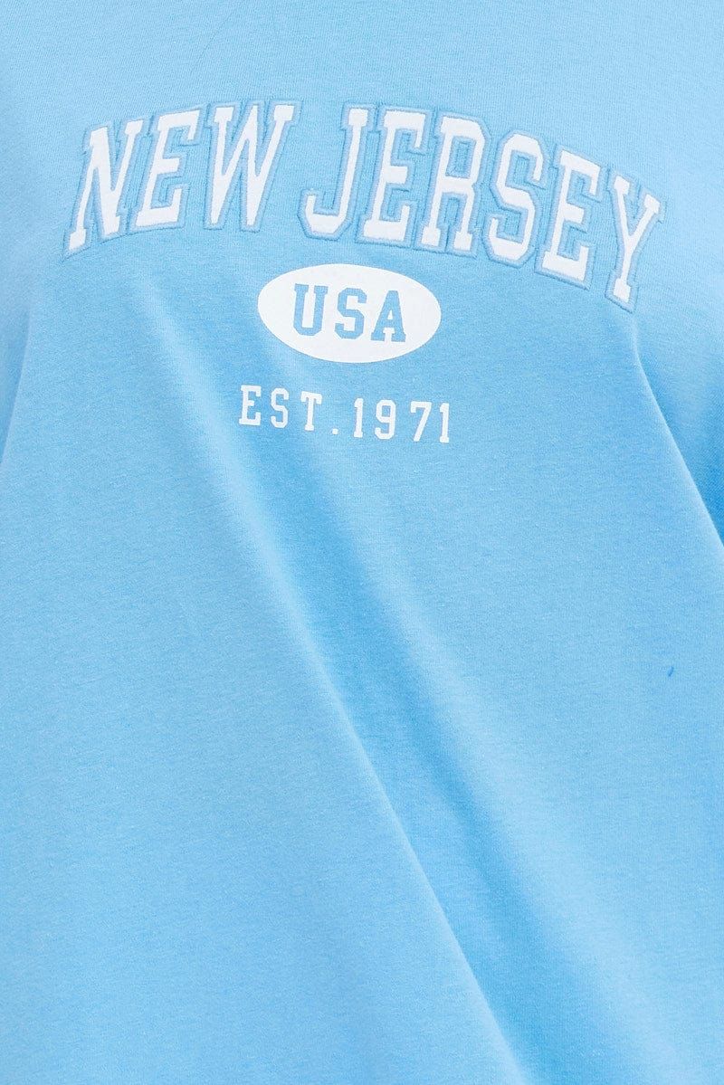 Blue T Shirt Short Sleeve Crew Oversized New Jersey sold by Ally Fashion product image thumbnail 6
