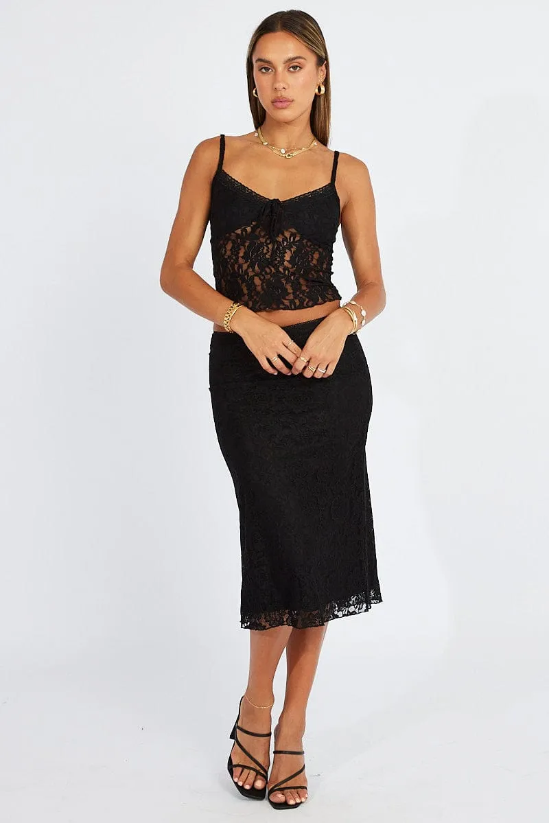 Black Lace Skirt High Rise sold by Ally Fashion product image thumbnail 2