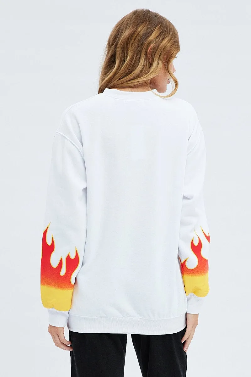 White Graphic Sweat Long Sleeve Crew Neck Racing sold by Ally Fashion product image thumbnail 5