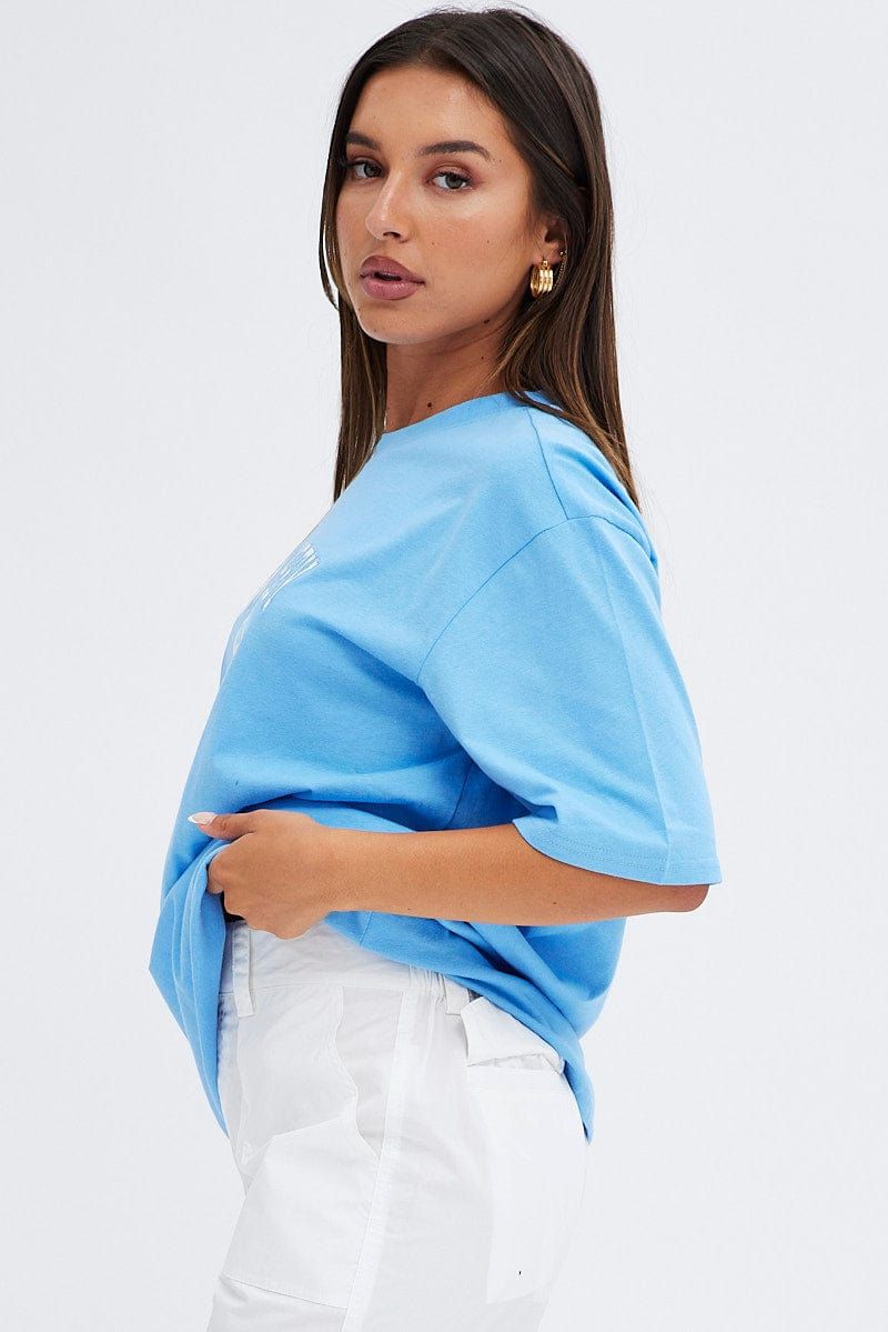 Blue T Shirt Short Sleeve Crew Oversized New Jersey sold by Ally Fashion product image thumbnail 4