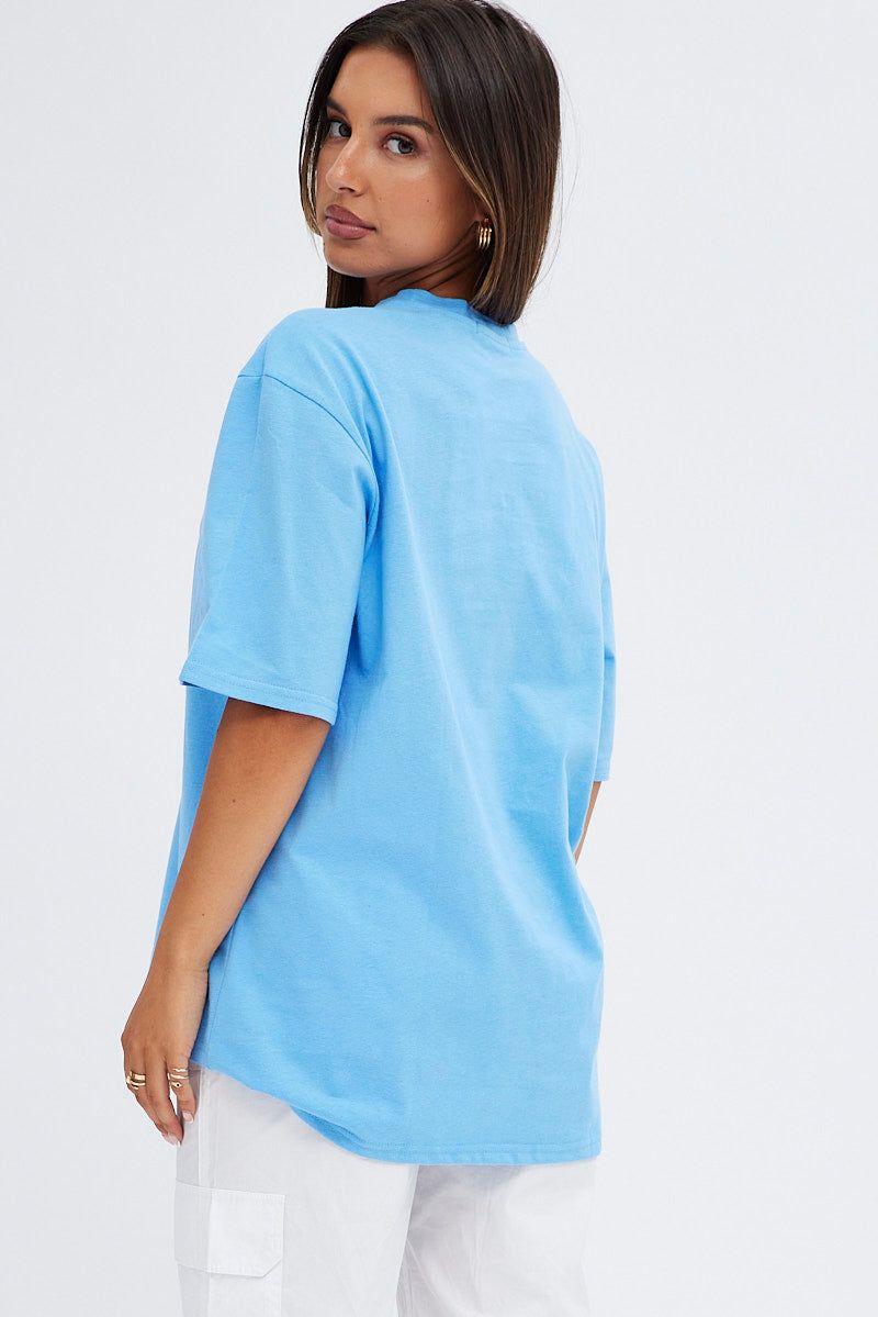 Blue T Shirt Short Sleeve Crew Oversized New Jersey sold by Ally Fashion product image thumbnail 5