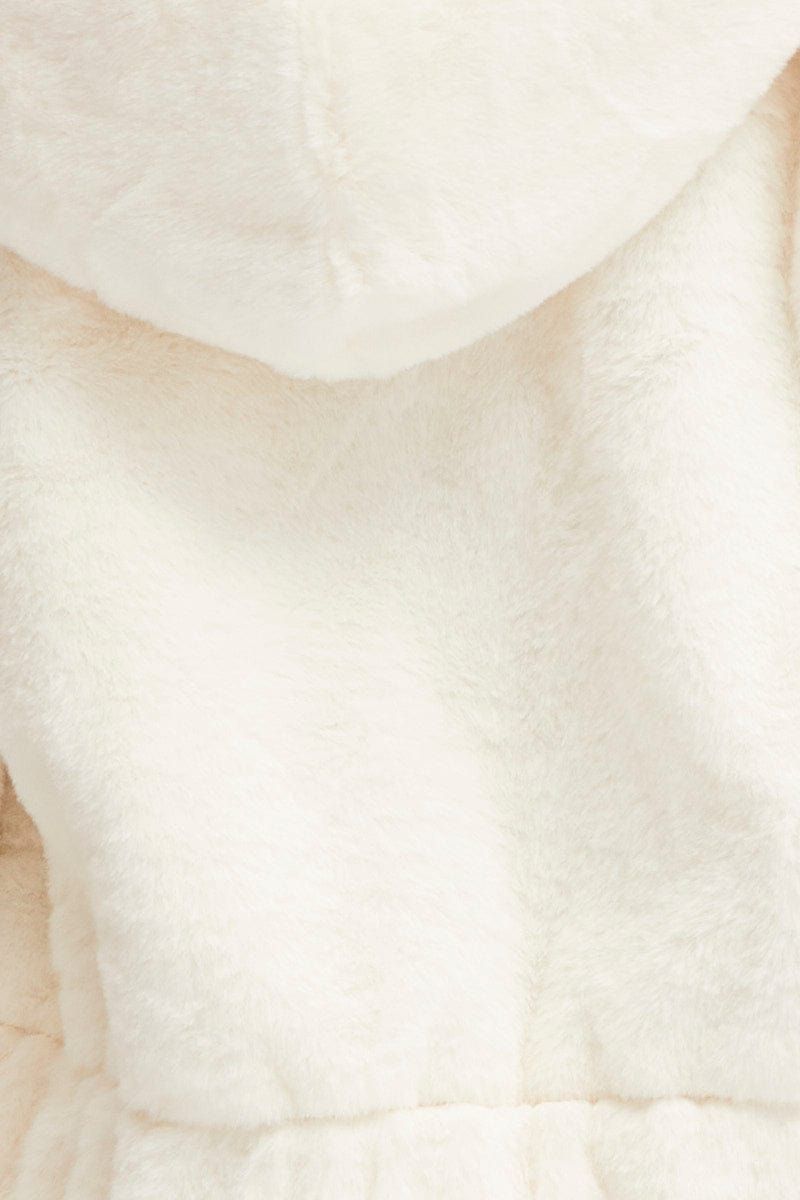 White Faux Fur Jacket Long Sleeve Hoodie sold by Ally Fashion product image thumbnail 6