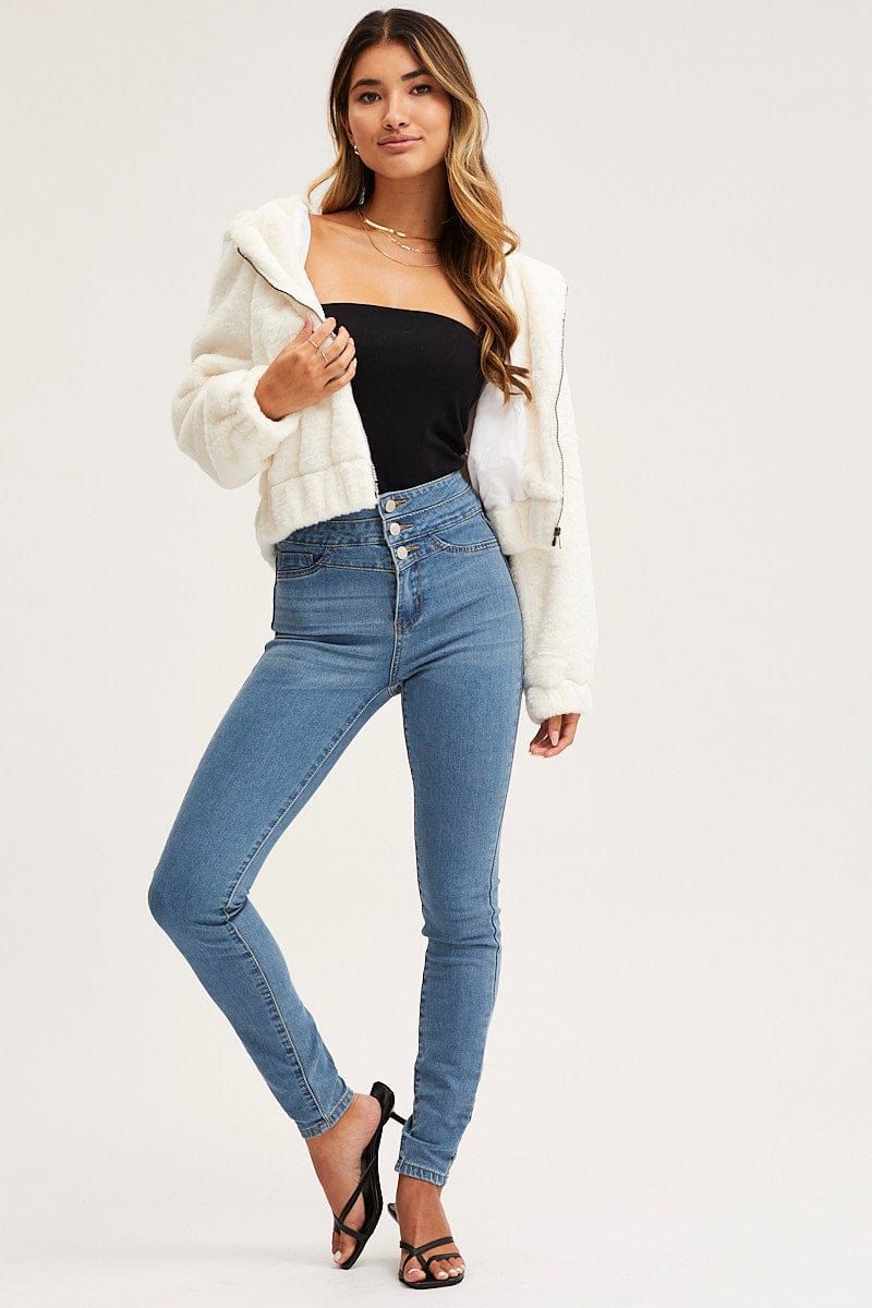 White Faux Fur Jacket Long Sleeve Hoodie sold by Ally Fashion product image thumbnail 2