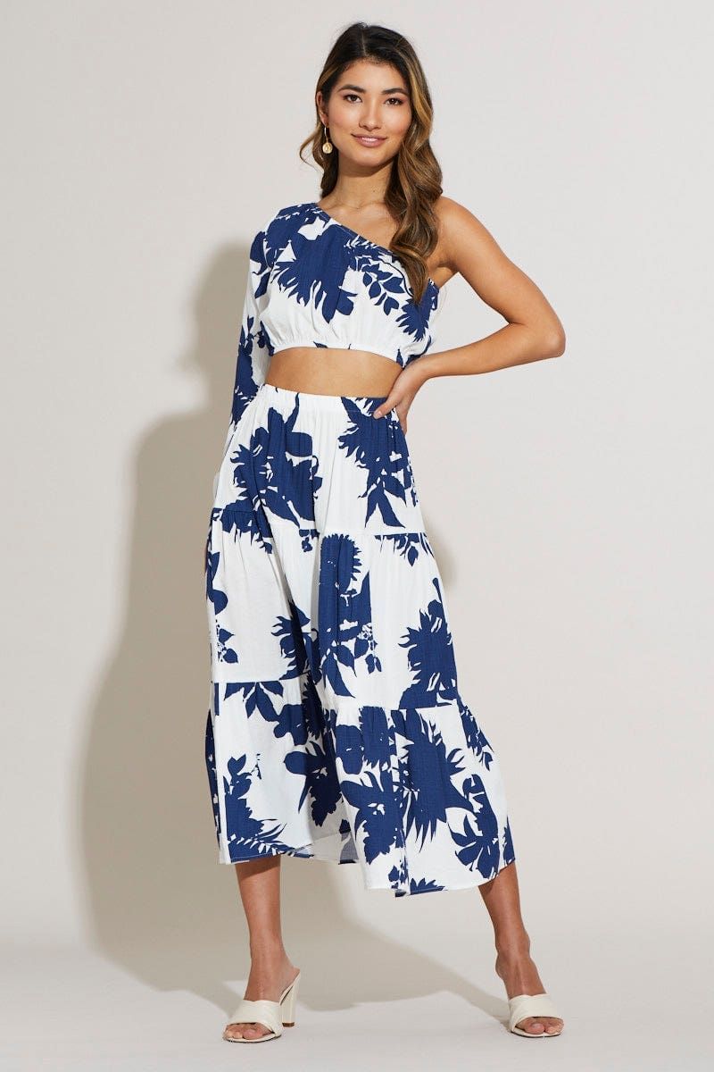 Print Crop Top One Shoulder Long Sleeve sold by Ally Fashion product image thumbnail 2