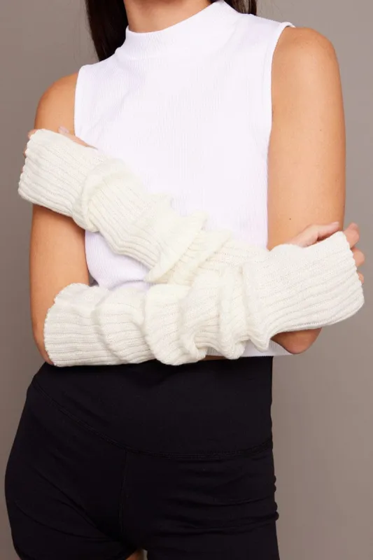 White Fingerless Gloves sold by Ally Fashion
