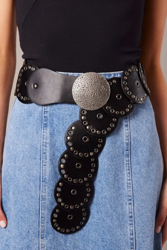 Black Disc Belt sold by Ally Fashion