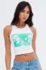 White Crop Tank Top Sleeveless Graphic Print sold by Ally Fashion
