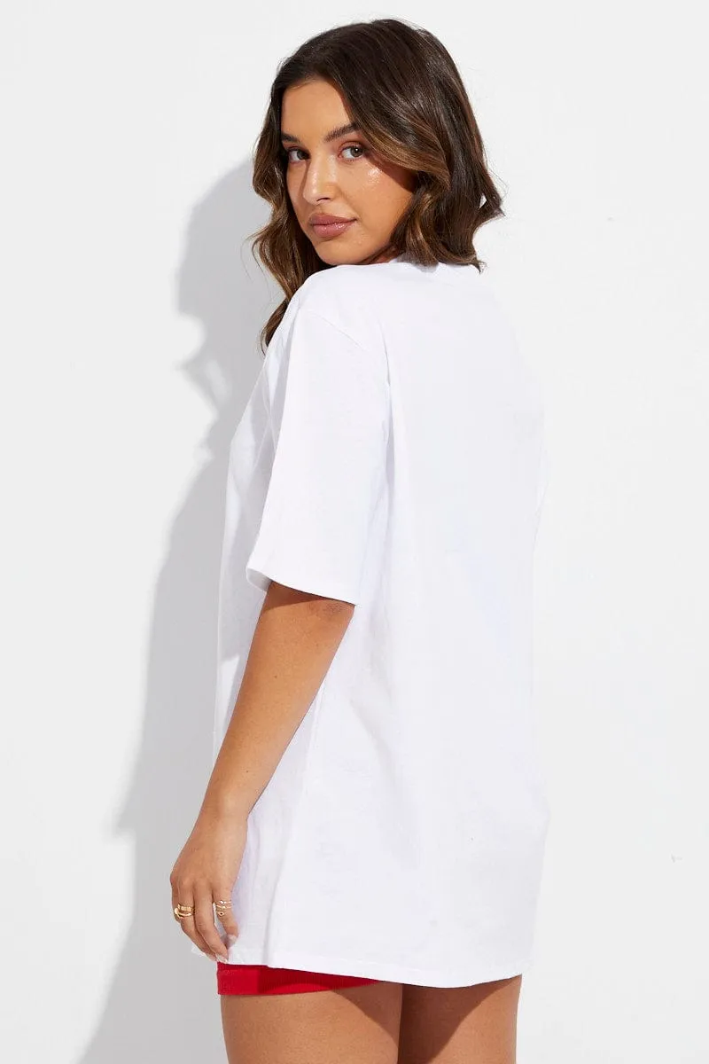 White Embroidered T-Shirt Short Sleeve Oversized sold by Ally Fashion product image thumbnail 5