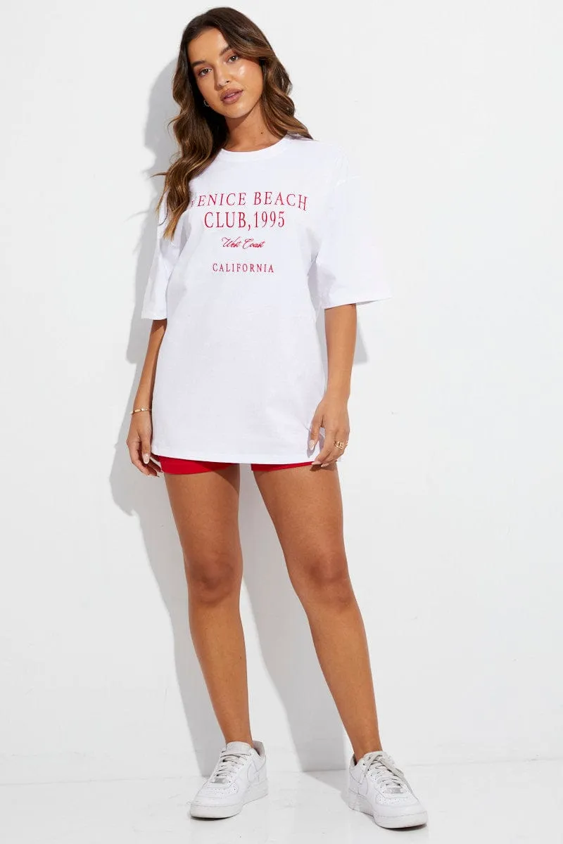 White Embroidered T-Shirt Short Sleeve Oversized sold by Ally Fashion product image thumbnail 2