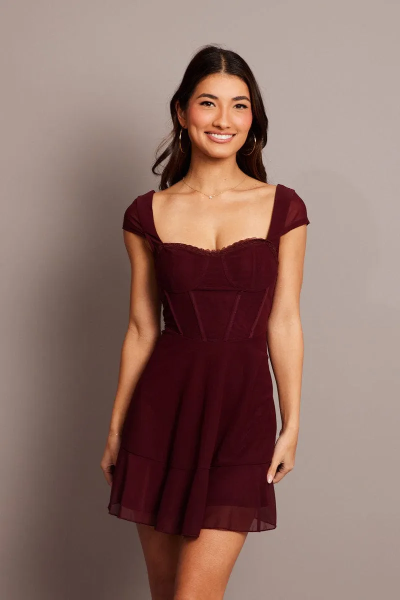 Red Fit And Flare Dress Mini Mesh sold by Ally Fashion product image thumbnail 4