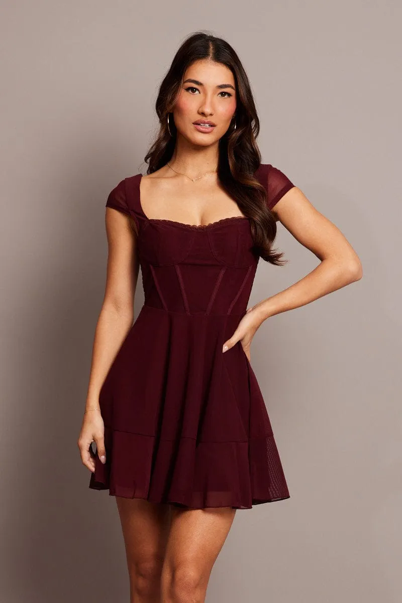 Red Fit And Flare Dress Mini Mesh sold by Ally Fashion