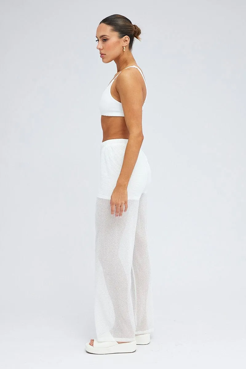 White Wide Leg Pants Elasticated Waist sold by Ally Fashion product image thumbnail 4