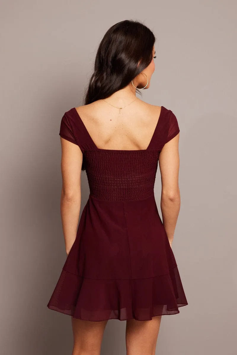 Red Fit And Flare Dress Mini Mesh sold by Ally Fashion product image thumbnail 5