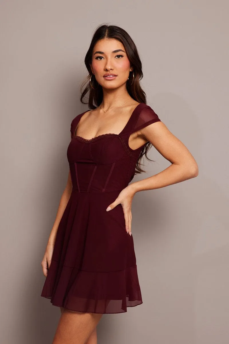 Red Fit And Flare Dress Mini Mesh sold by Ally Fashion product image thumbnail 2