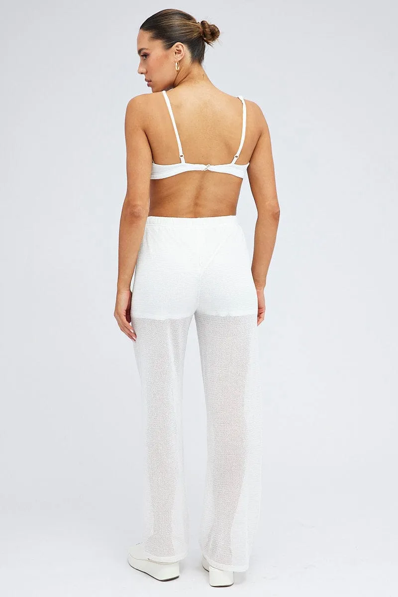 White Wide Leg Pants Elasticated Waist sold by Ally Fashion product image thumbnail 5