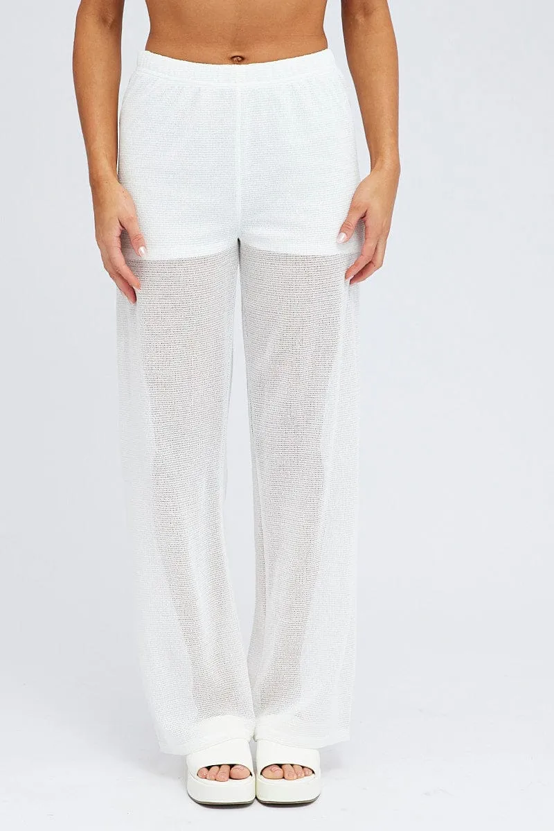 White Wide Leg Pants Elasticated Waist sold by Ally Fashion product image thumbnail 2