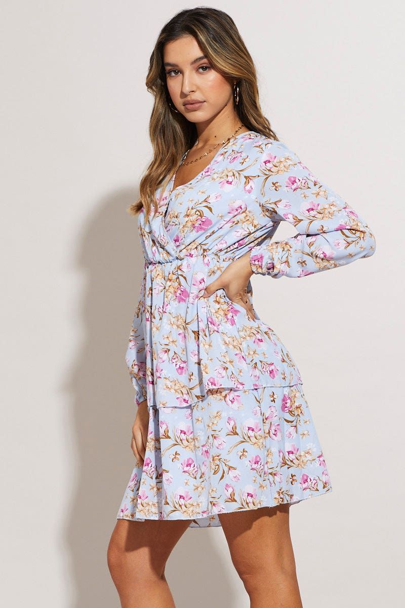 Print Mini Dress Long Sleeve sold by Ally Fashion product image thumbnail 3