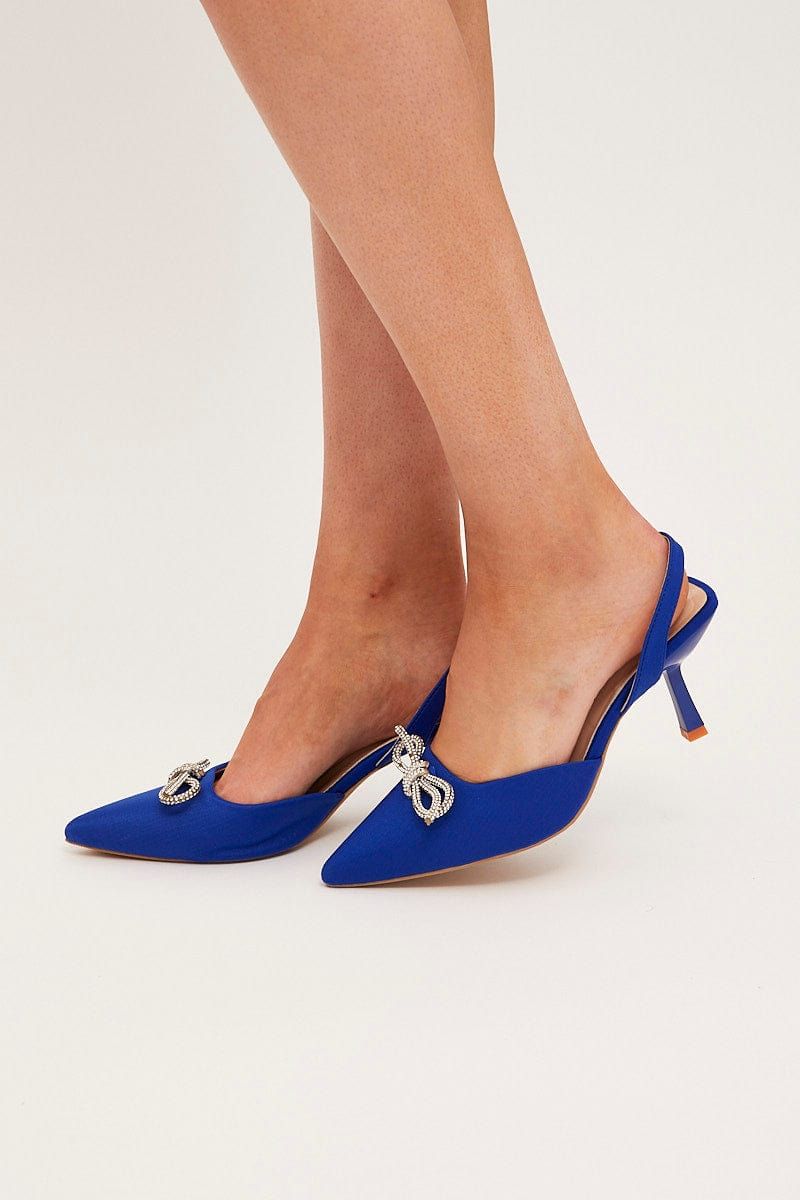 Blue Rhinestone & Bow Decor Heeled Slingback sold by Ally Fashion product image thumbnail 4