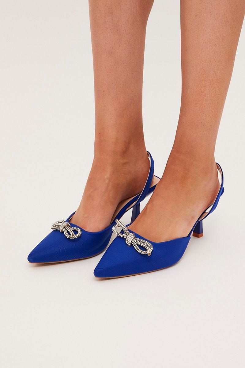 Blue Rhinestone & Bow Decor Heeled Slingback sold by Ally Fashion product image thumbnail 2