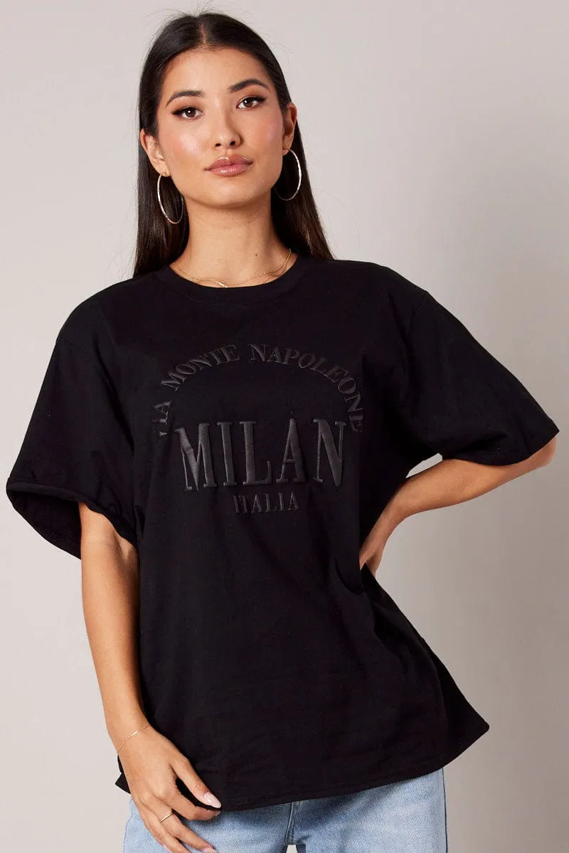 Black Graphic Tee Short Sleeve sold by Ally Fashion product image thumbnail 2