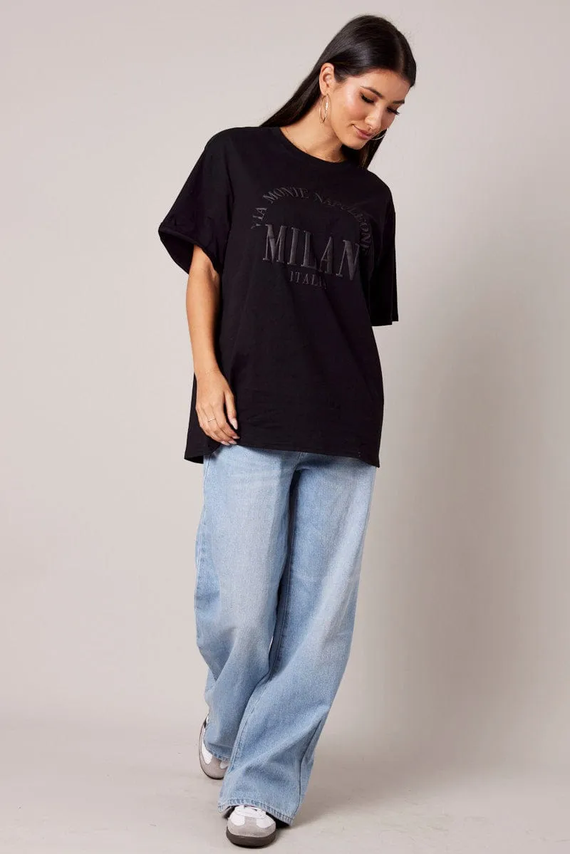 Black Graphic Tee Short Sleeve sold by Ally Fashion product image thumbnail 3