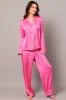 Pink Satin Pyjama Contrast Piping Long Leg Pj Set sold by Ally Fashion